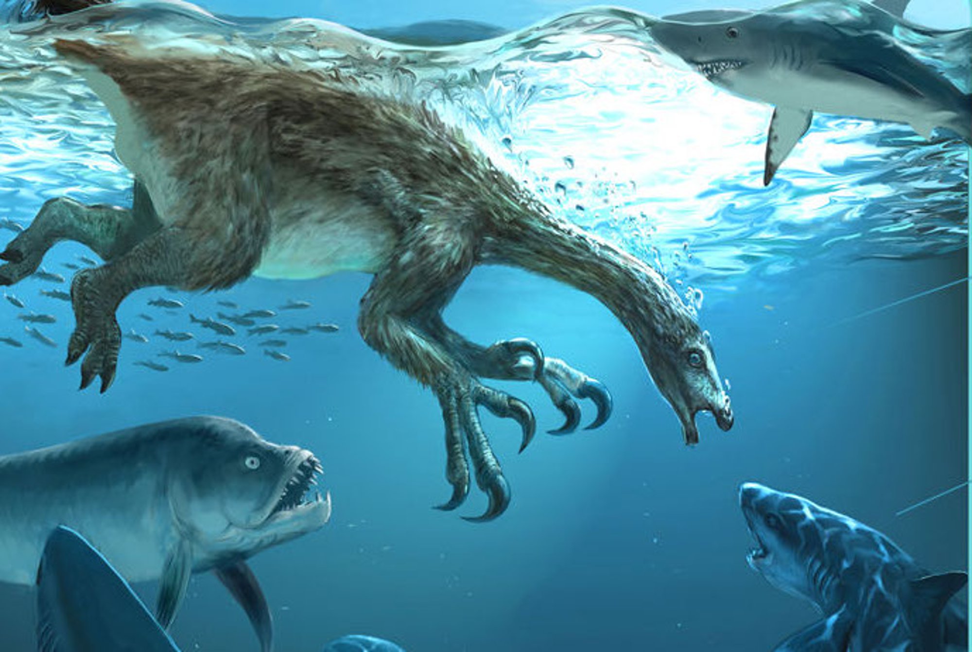 Therizinosaur swept to sea